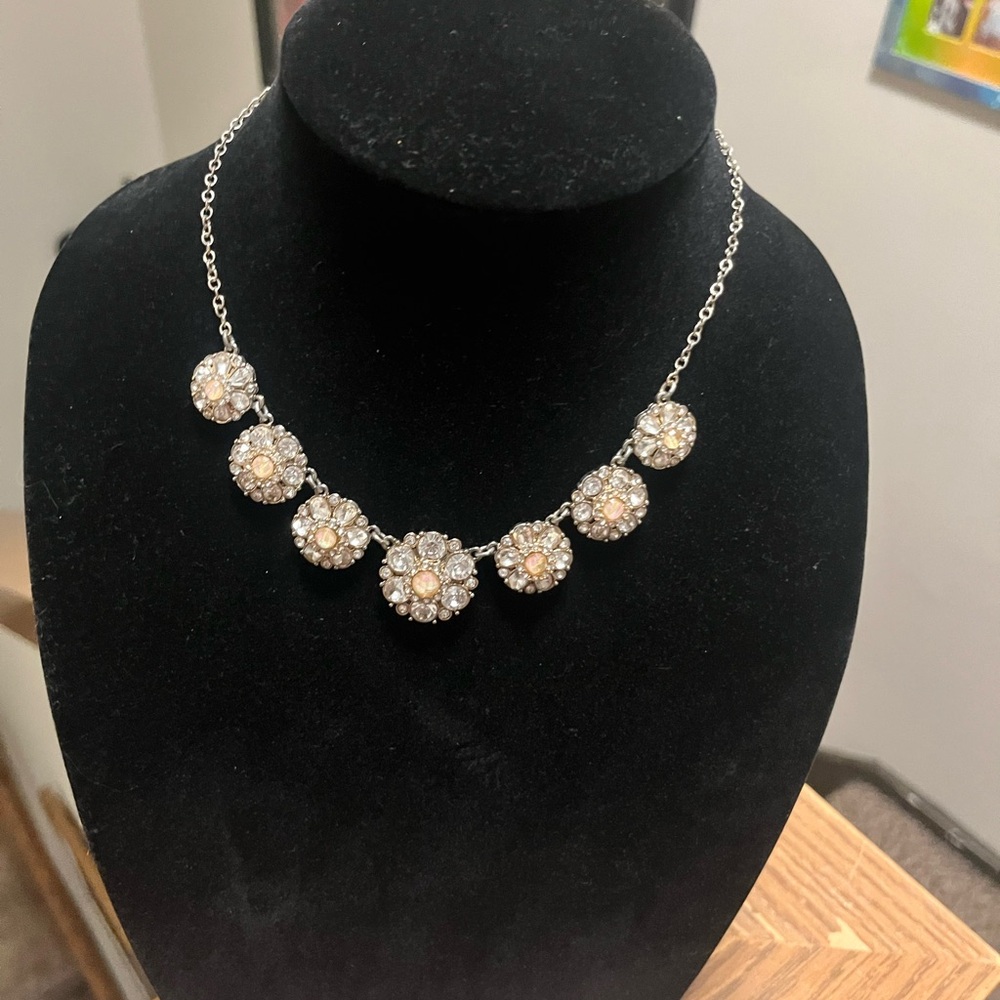 Premier Designs Reversible Gold Opalescent Necklace with Crystal Embellishments